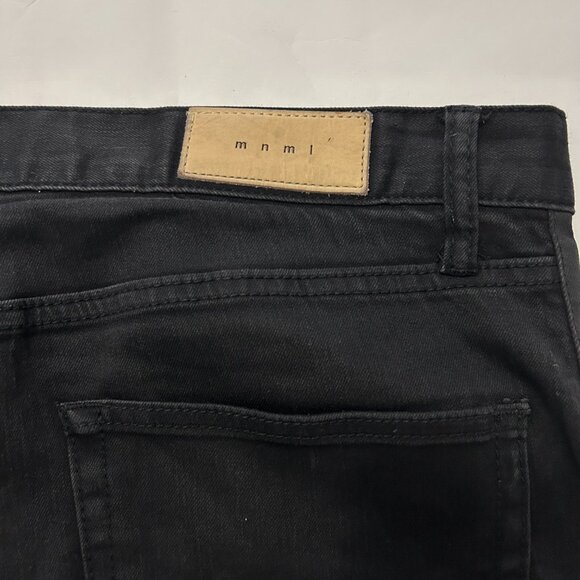 mnml Black Button Fly Jeans Men's Size 38 Straight Leg side trim stretch - Picture 9 of 14